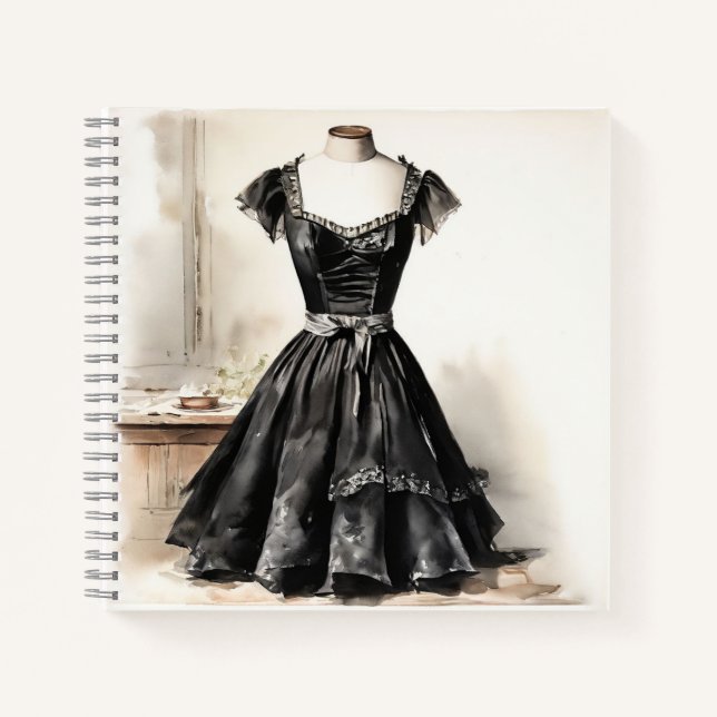 Chic LBD Victorian: Little Black Dress Blank  Notebook (Front)