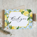 Chic Lemon and Blossoms Mediterranean Graduation Thank You Card<br><div class="desc">Send thank you with this beautiful botanical thank you card. It features watercolour illustrations of lemons,  lemon blossoms,  and a Mediterranean pattern. This lemon thank you card is perfect for graduations,  birthdays,  and more. Personalise by adding names and messages.</div>