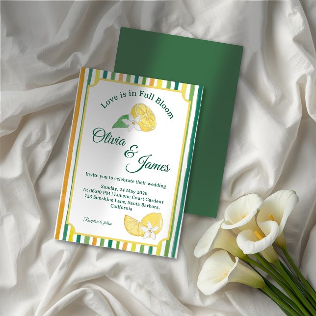 Chic Lemon and Lime Floral Wedding Invitation (Creator Uploaded)