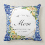 Chic Lemon Citrus Mediterranean Mosaic Tiles Mum Cushion<br><div class="desc">Personalise this chic lemon throw pillow with your own wording!  Simply click the customise it further button to edit the texts.  Matching items available in store.
(c) The Happy Cat Studio</div>