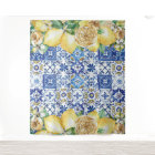 Chic Lemon Floral Meditteranean Mosaic Tiles