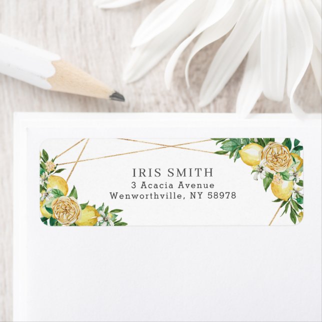 Chic Lemon Greenery Geometric Return Address   (Insitu)