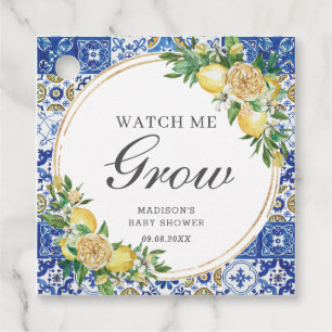 Chic Lemon Greenery Watch Me Grow Baby Shower Favour Tags