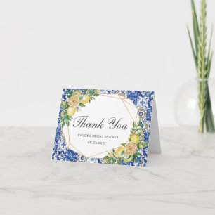 Chic Lemon Mediterranean Bridal Baby Shower Thank You Card