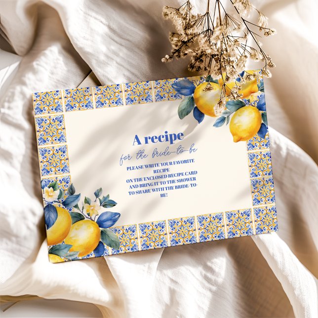 Chic Lemon Mediterranean Summer Bridal Shower Enclosure Card (Creator Uploaded)