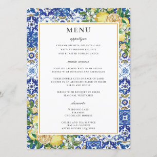 Chic Lemons Floral Greenery Mosaic Wedding Menu