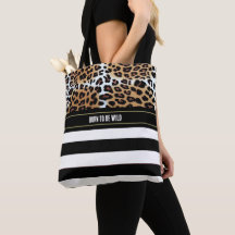 Chic Leopard and Black White Stripes Positivity 