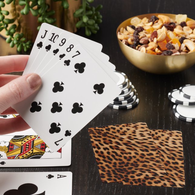Chic Leopard Animal Print Playing Cards (In Situ)