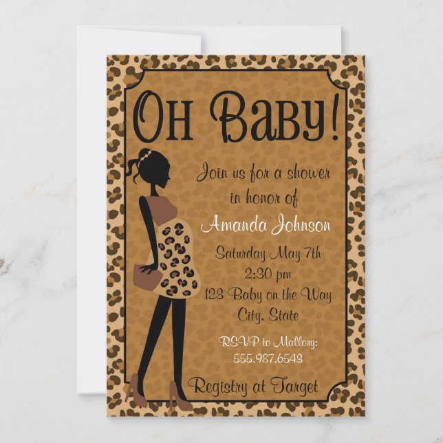 Chic Leopard Mummy-to-be Baby Shower Invitation (Front)