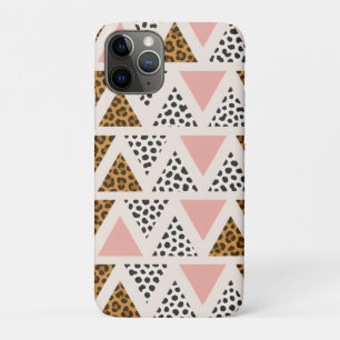 Chic Leopard & Pink Triangle Pattern iPhone 11 Pro Case