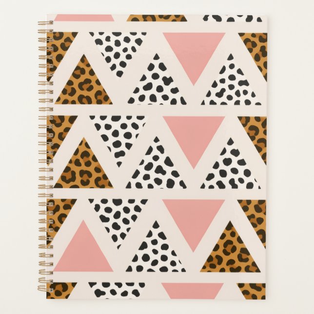 Chic Leopard & Pink Triangle Pattern Planner (Front)