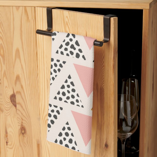 Chic Leopard & Pink Triangle Pattern Tea Towel (Thirds Fold)