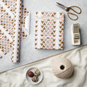 Chic Leopard & Pink Triangle Pattern Wrapping Paper