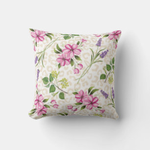 Chic Leopard Print and Pink Floral Botanical Cushion