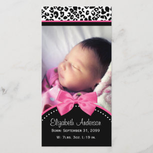 Chic Leopard Print Baby Photo Birth Announcement