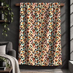 Chic Leopard Print Bright Multicolor Throw Blanket