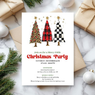 Chic leopard print Christmas tree holiday invite