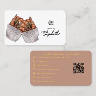 Chic Leopard Print Nail Salon Branding Design Business Card
