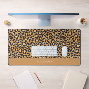 Chic Leopard Print Personalised  Desk Mat