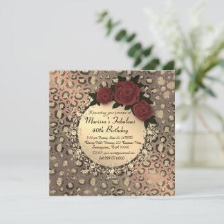 Chic Leopard Rose Fabulous 40th Birthday       Card
