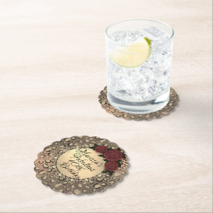 Chic Leopard Rose Fabulous 40th Birthday Paper Coaster