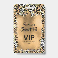 Chic Leopard Sweet 16th Birthday Invite VIP Pass