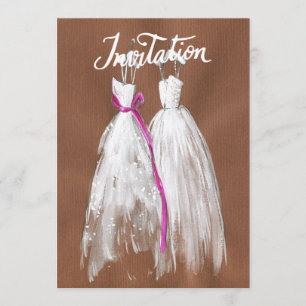 Chic Lesbian Gay Wedding Invitation Two Brides