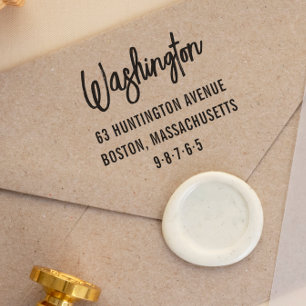 Chic Lettering Custom Family Name & Return Address Rubber Stamp