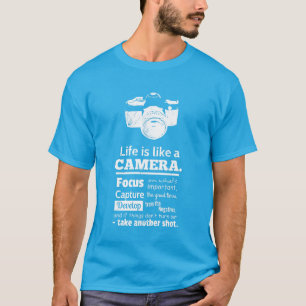 Chic Life is like a camera quote, White Grunge T-Shirt