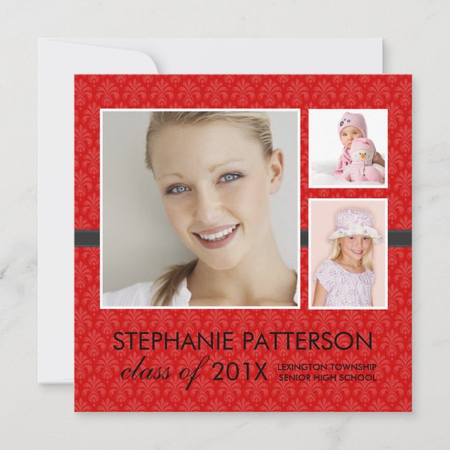 Chic Lifetime 3 Photo Graduation Announcement (Front)