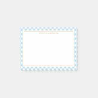 Chic Light Blue And White Gingham Pattern Post-it Notes