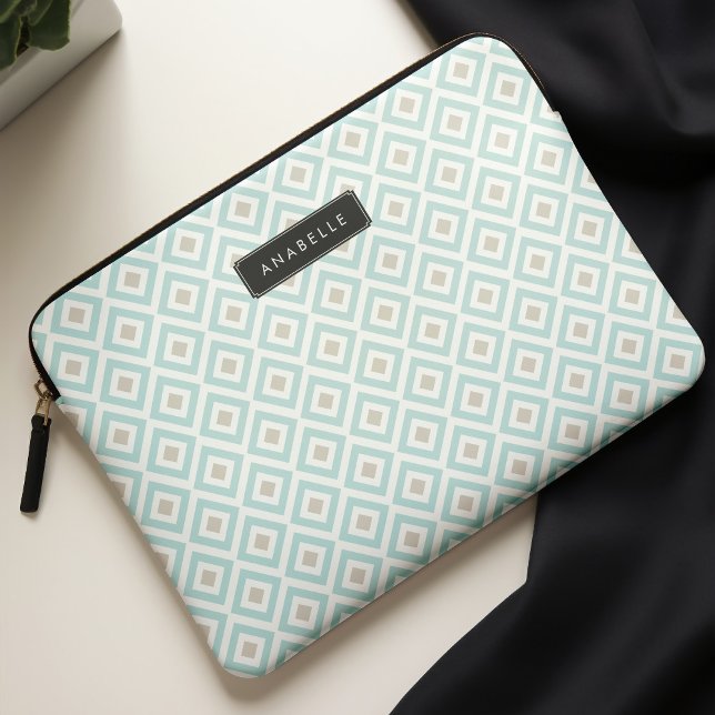 Chic Light Blue Diamonds Pattern Laptop Sleeve (Creator Uploaded)