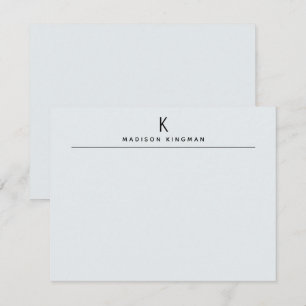 Chic Light Blue Modern Monogram Initial Name Card