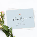 Chic Light Blue Modern Script Rose Gold Heart Thank You Card<br><div class="desc">This modern chic rose gold heart thank you note features hand-lettered script calligraphy alongside your names in elegant serif typography. This is the light blue version.</div>