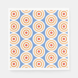 Chic Light Blue Orange White Circular Art Pattern Napkin