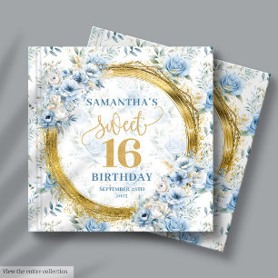 Chic Light Blue Sweet 16 Guest Memory Album Gift Guest Book