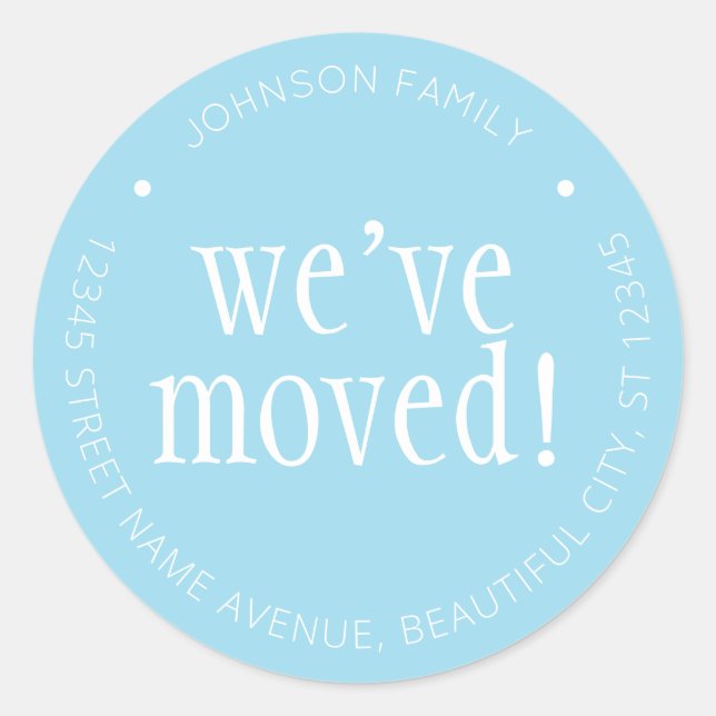 Chic Light Blue We've Moved Chic New Address Label (Front)