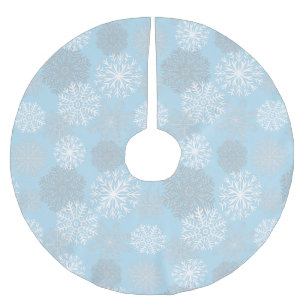 Chic Light Blue Winter Snowflake Brushed Polyester Tree Skirt