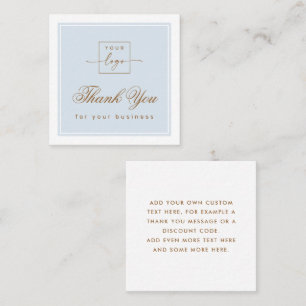 Chic light dusty blue custom logo thank you card