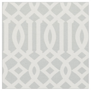 Chic Light Grey and White Trellis Lattice Pattern Fabric