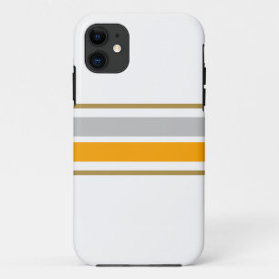 Chic Light Grey Retro Yellow Centre Racing Stripes iPhone 11 Case