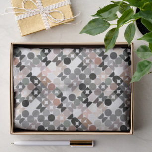 Chic Light Mauve Taupe Beige Grey Circles Pattern Tissue Paper