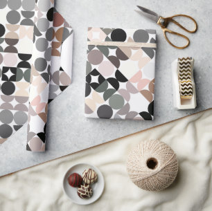 Chic Light Mauve Taupe Beige Grey Circles Pattern Wrapping Paper