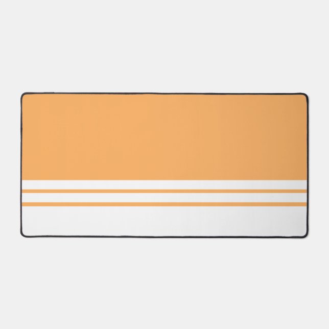 Chic Light Orange White Bottom Edge Racing Stripes Desk Mat (Front)