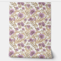 Chic light pastel purple and faux gold flowers