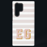 Chic Light Pink Preppy Striped Monogram Initials  Samsung Galaxy Case<br><div class="desc">The custom monogram phone case is a great gift for women. To personaize simply change the monogram initals on this functional android case. Features a light pink and gold initials over light pink stripes with boho colour scheme. The customisable monogram adds a unique flair, making it a statement accessory that...</div>