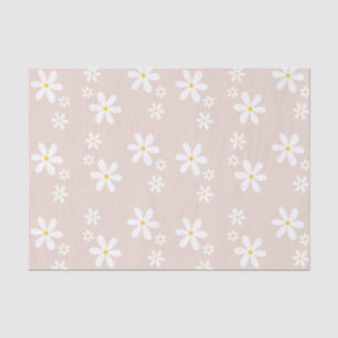 Chic Light Pink & White Daisy Repeating Pattern Tissue Paper