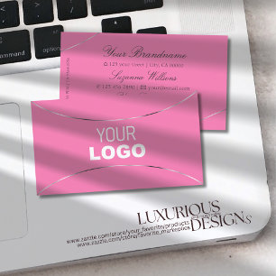 Chic Light Pink with Silver Decor and Logo Simply Business Card