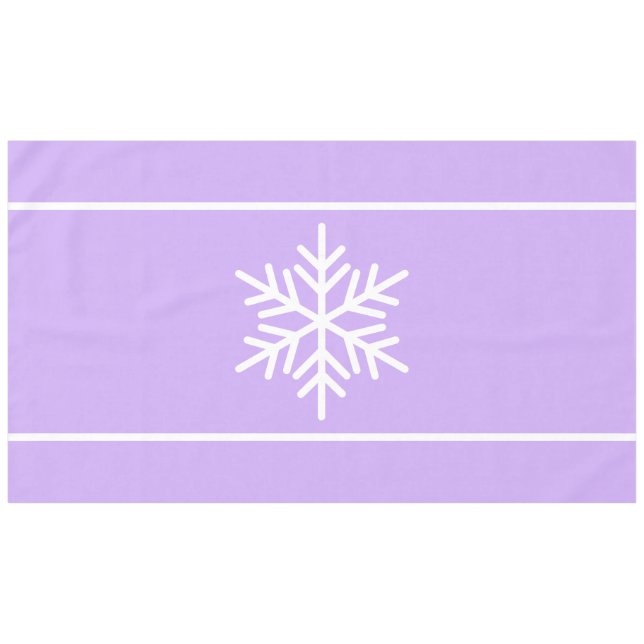 Chic Light Purple Nordic White Snowflake Stripes Tablecloth (Front (Horizontal))
