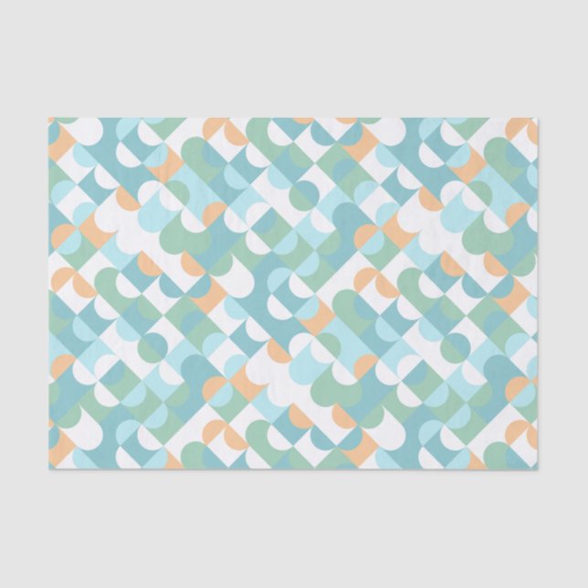 Chic Light Teal Blue Green Circles Art Pattern Tissue Paper (Front)